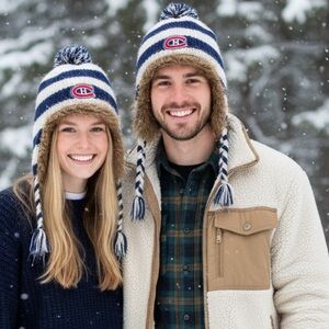 Knit Montreal Canadian Hockey Team Faux Fur Lined Hat